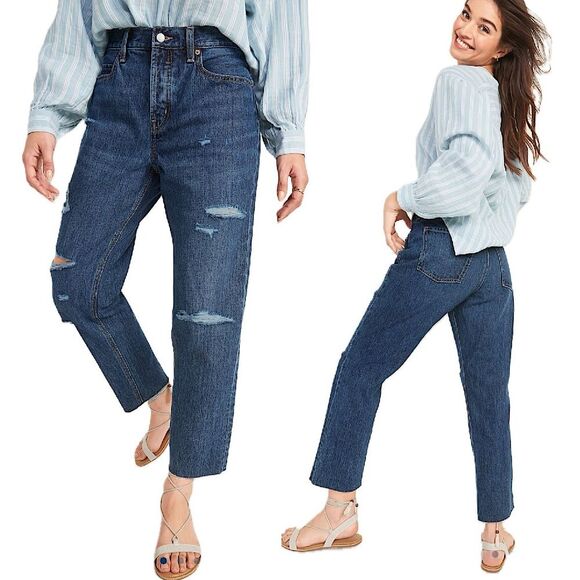 NWT Old Navy High-Waisted Button-Fly Slouchy Straight Secret-Slim Pockets Jeans - Picture 1 of 15